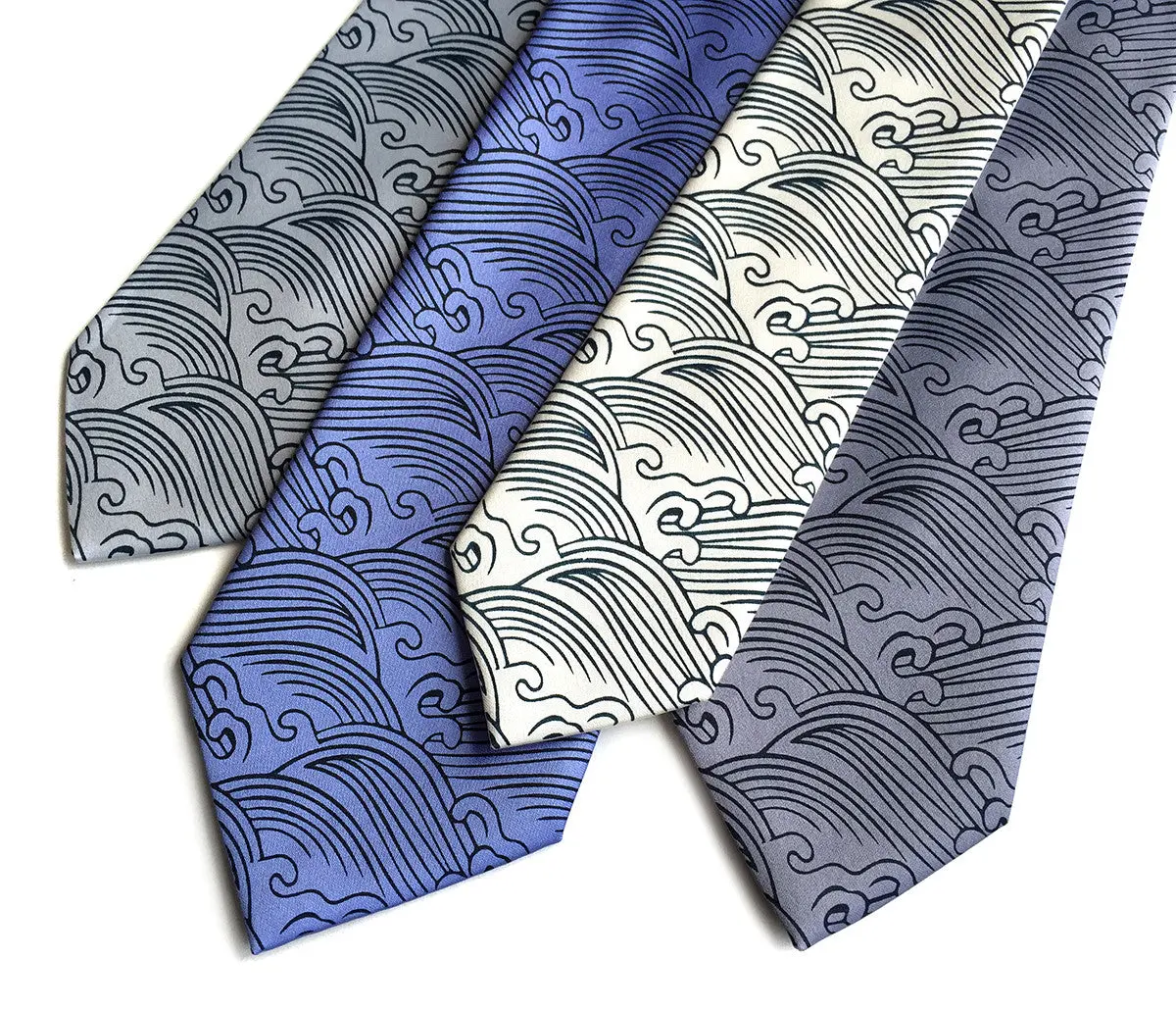 Crashing Waves Necktie. Japanese Nautical Print Tie. 1