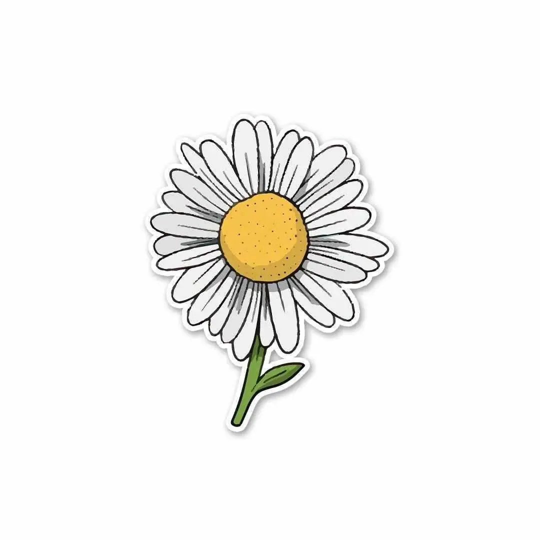White Sunflower Sticker 1