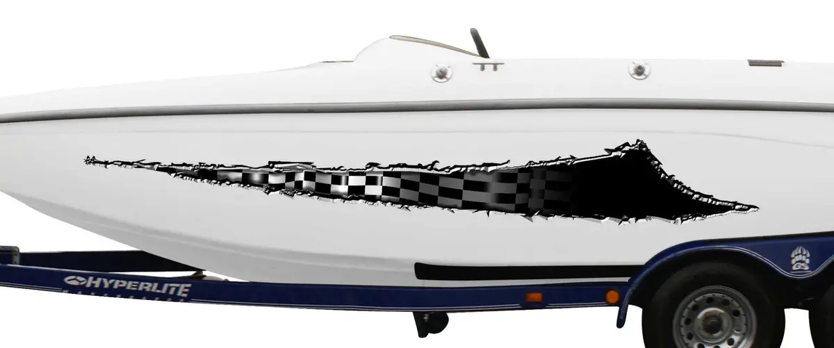 Checkered Flag Scratch Boat Vinyl Decals 2