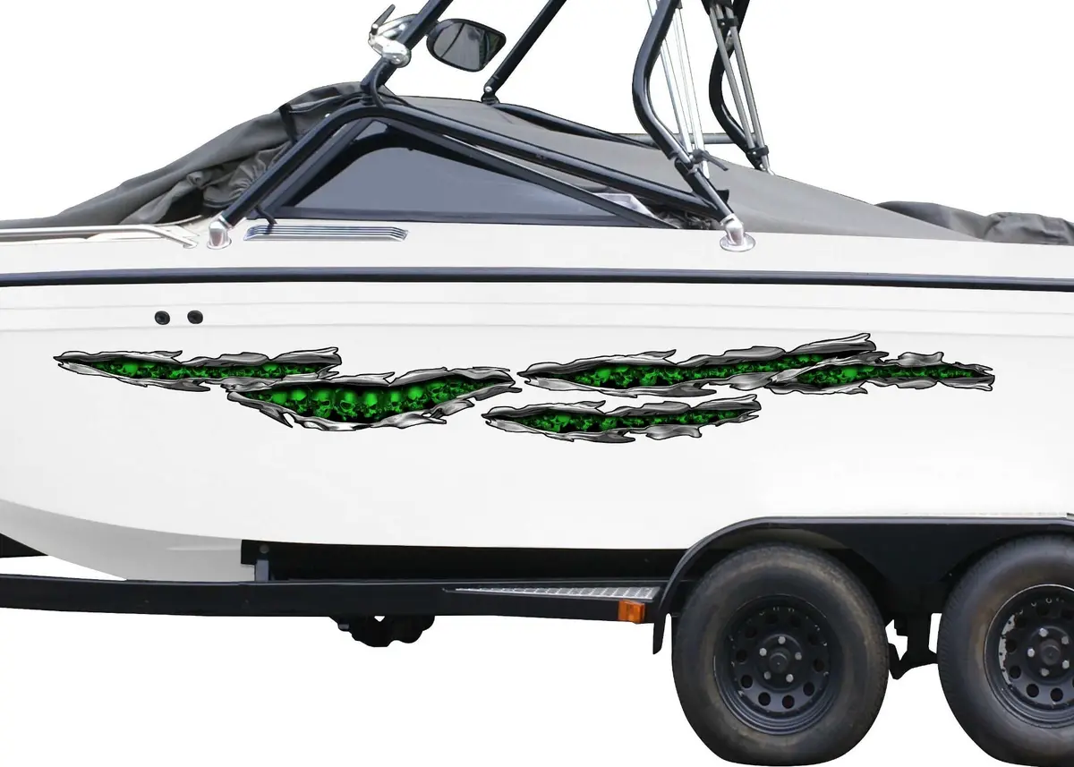 Skulls Chrome Tears Vinyl Boat Decal 2