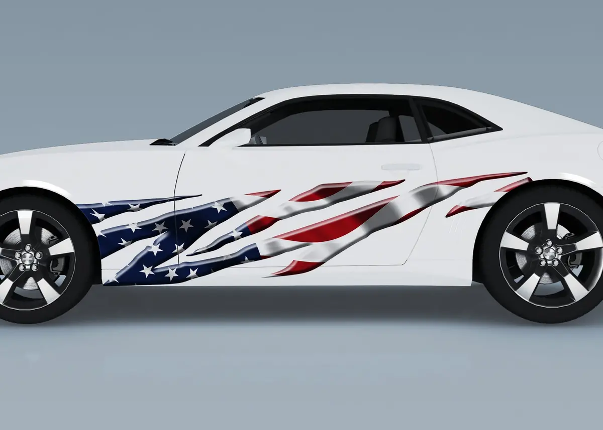 American Flag Razor Grid Vinyl Decals For Cars & Trucks 2