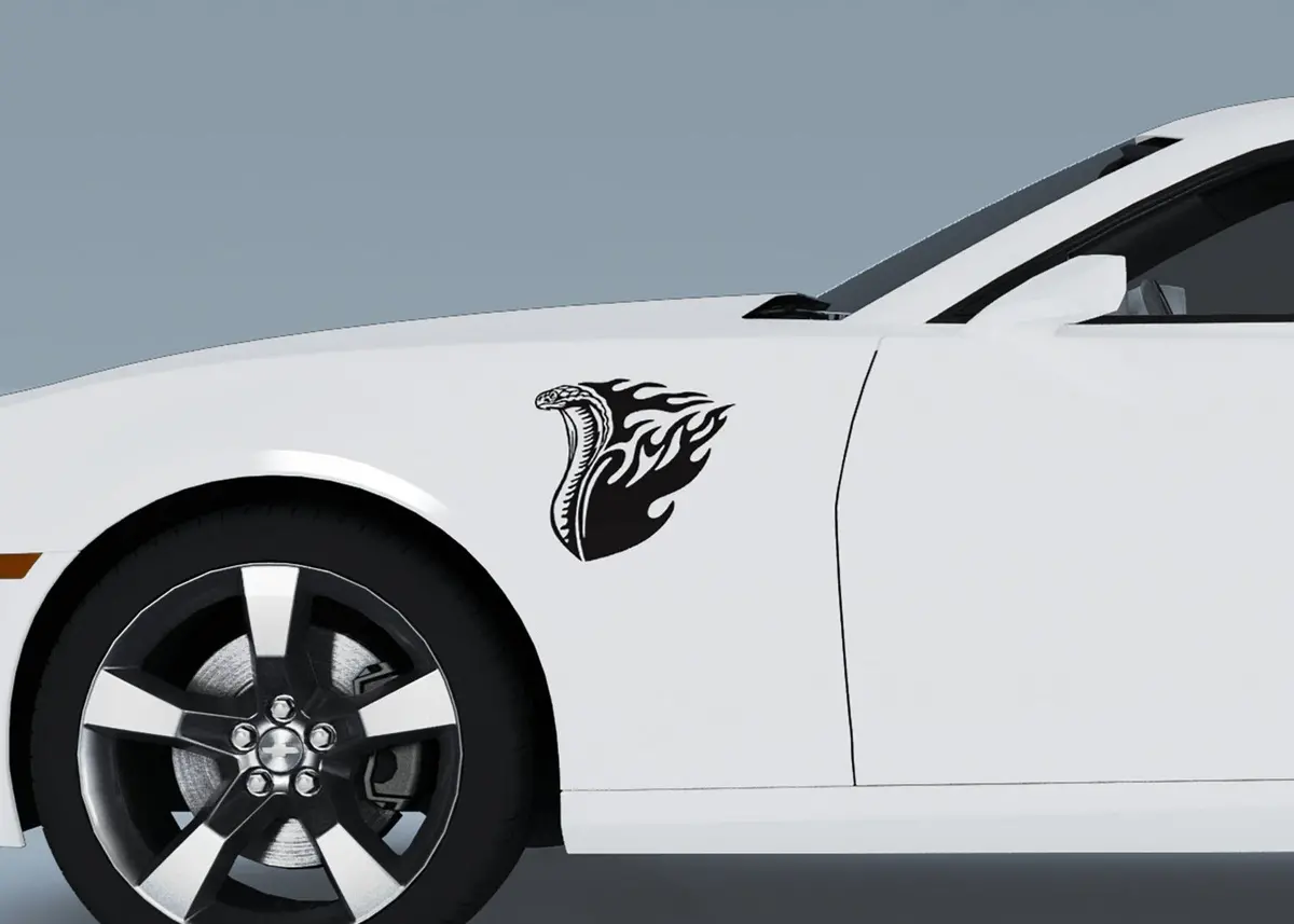 Cobra Snake Flames Vinyl Decals For Mustang & Sports Cars 2