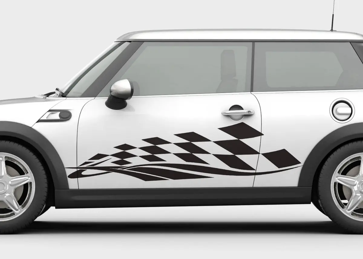 Checkered Flag Racing Vinyl Decal Set Of 2 1