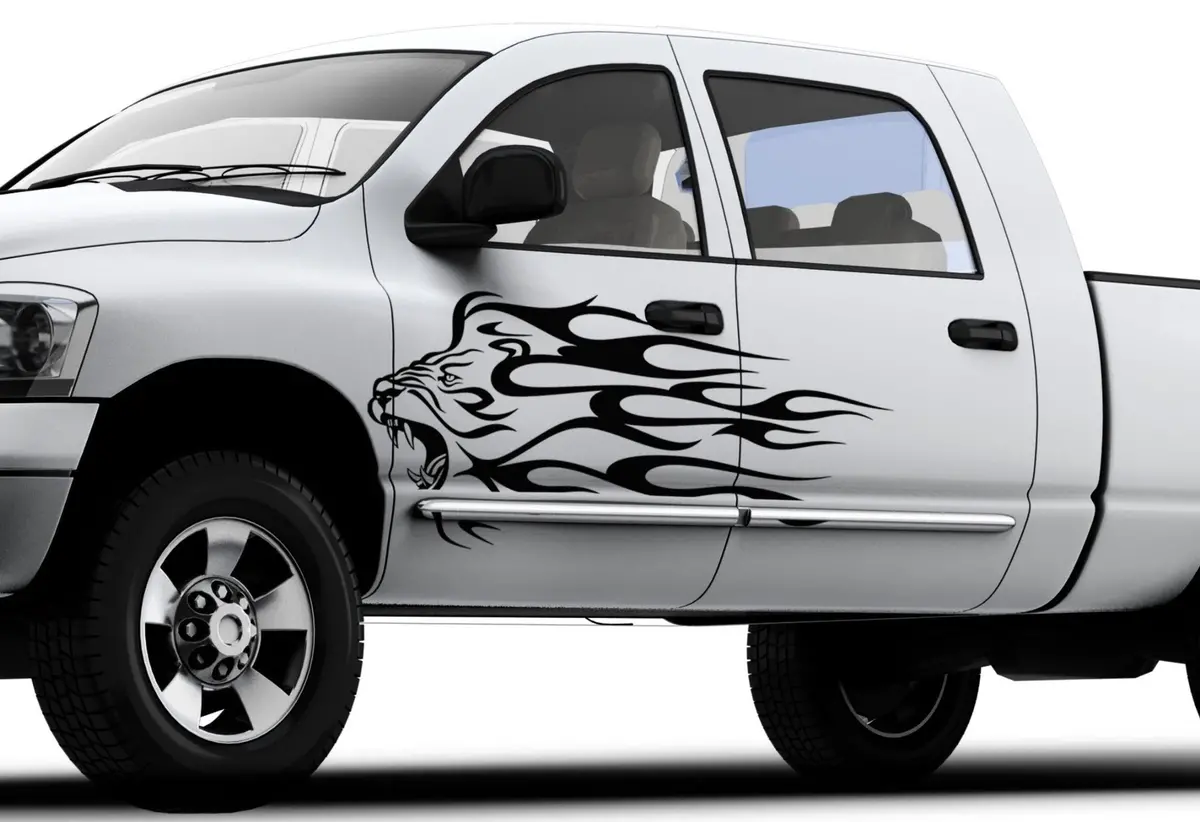Lion Head Flames Vinyl Cut Decals Cars & Trucks 1