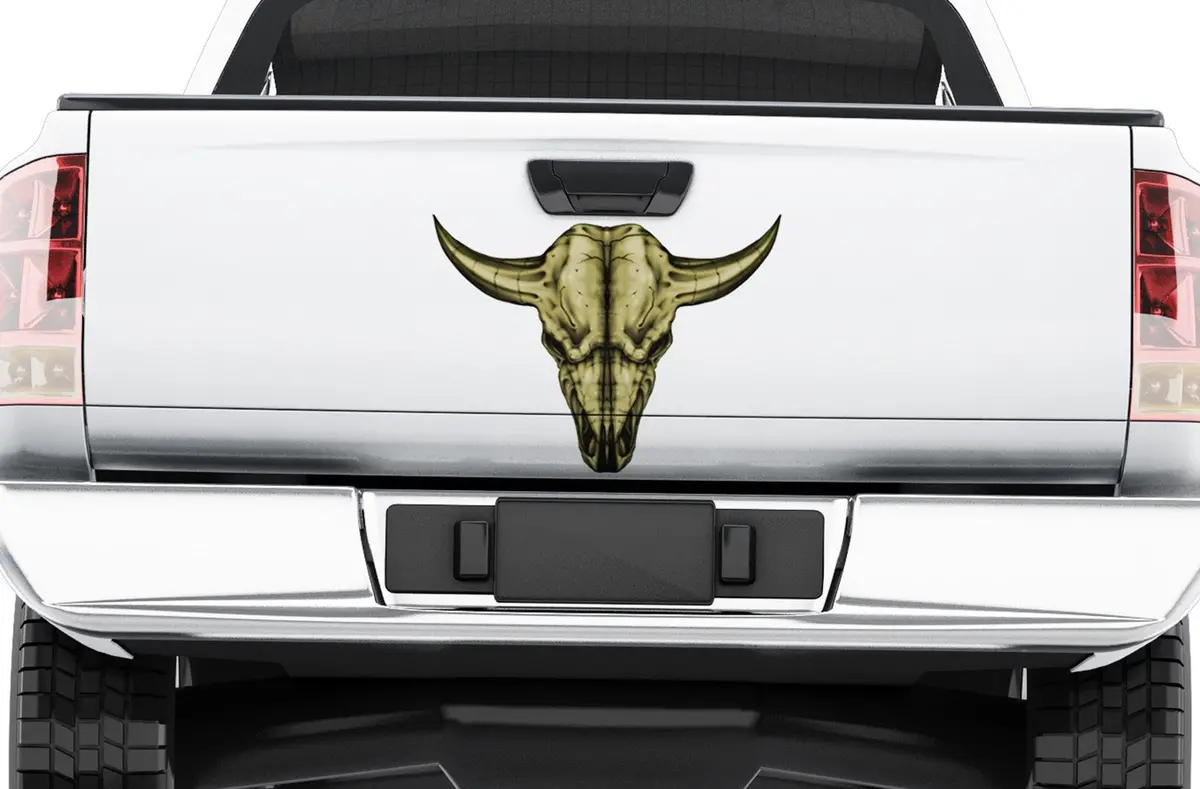Longhorn Skull Vinyl Decal – Hood Or Tailgate One Piece Graphic 2
