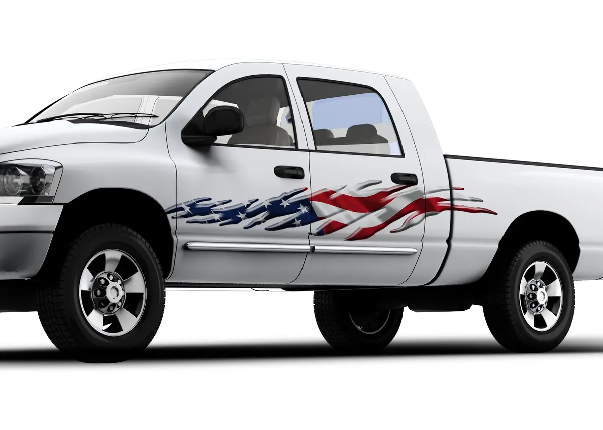 Flamesurge American Flag Vinyl Decals For Cars & Trucks 2