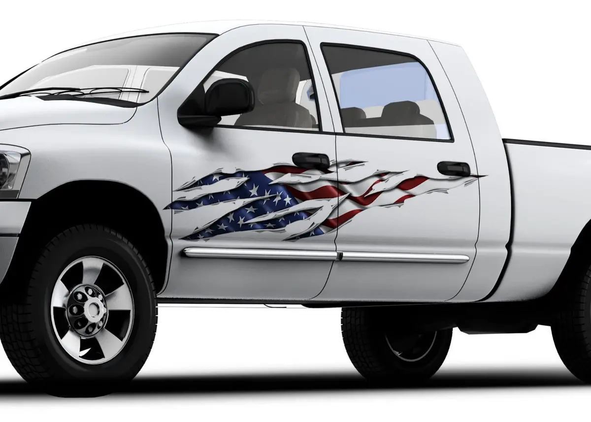 American Flag Big Rip Vinyl Decal For Cars, Trucks & Semis 1