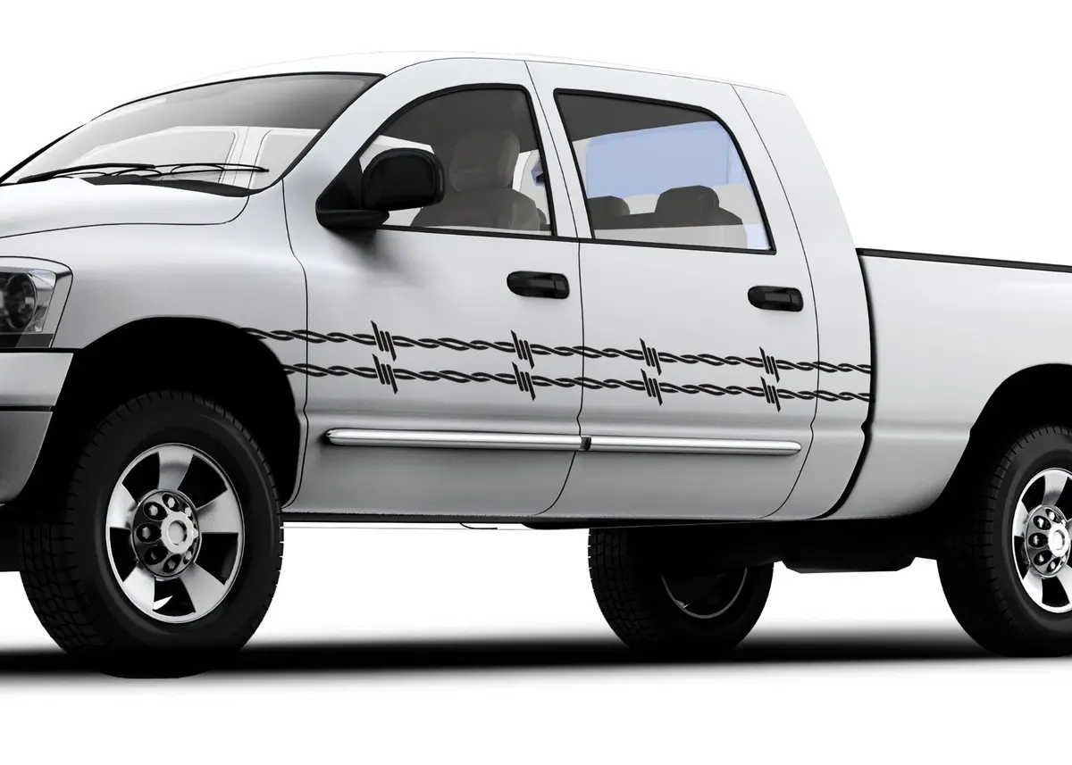 Barbed Wire Stripe Vinyl Decals – Set Of 2 For Cars & Trucks 1
