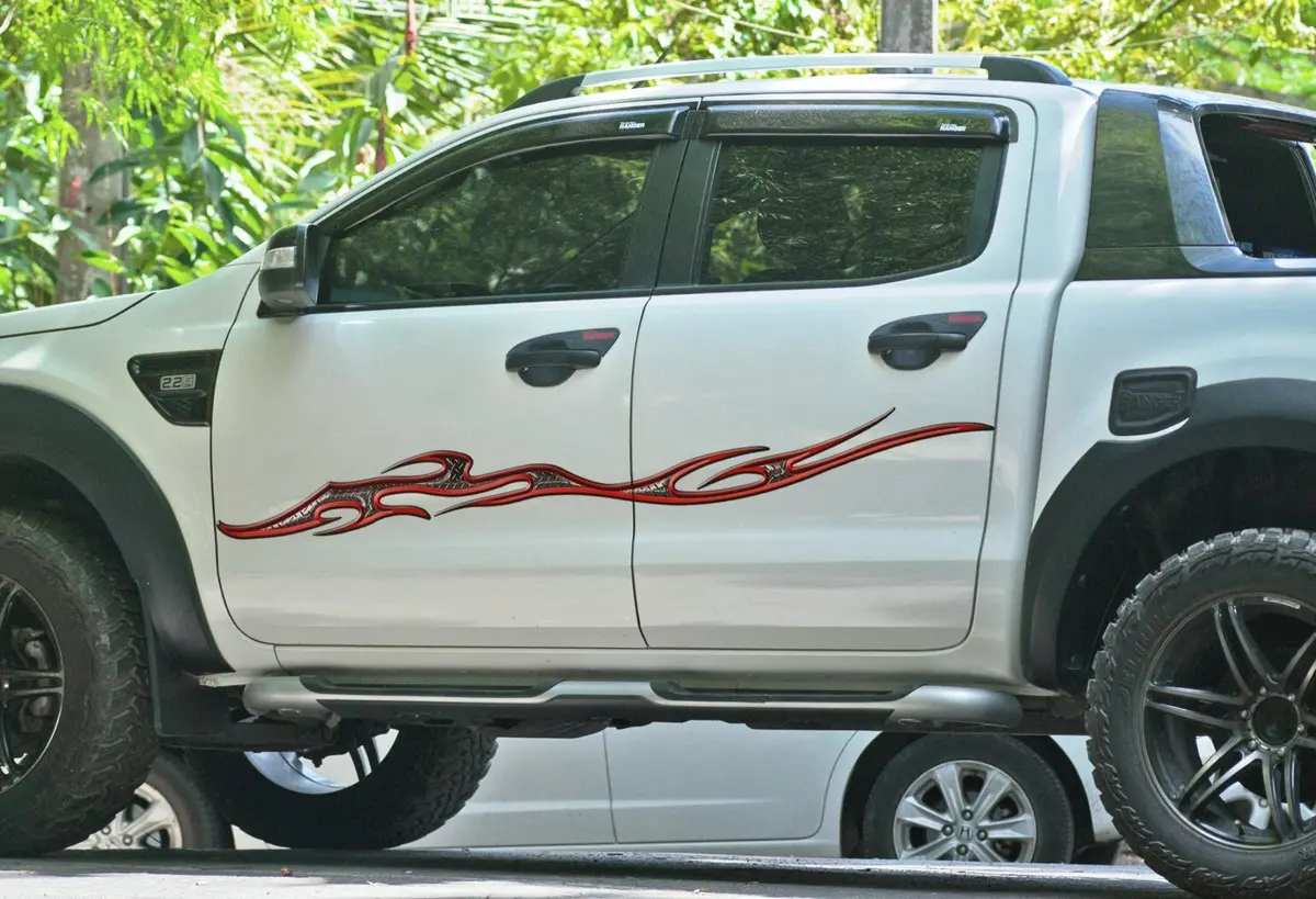 Tempest Diamond Plate Flame Decals For Cars & Trucks 1