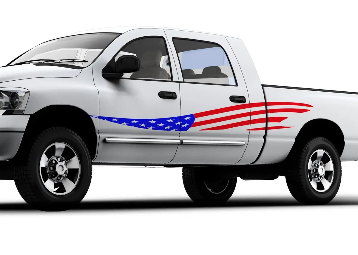 American Flag Wave Vinyl Decal – Set Of 2 For Cars & Trucks 1