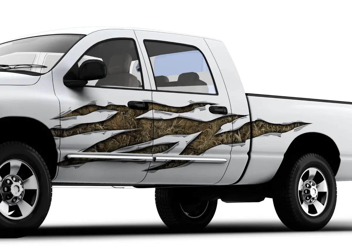 Woodland Camo Big Rip Vinyl Decals – Set Of 2 For Cars, Trucks & Semis 1