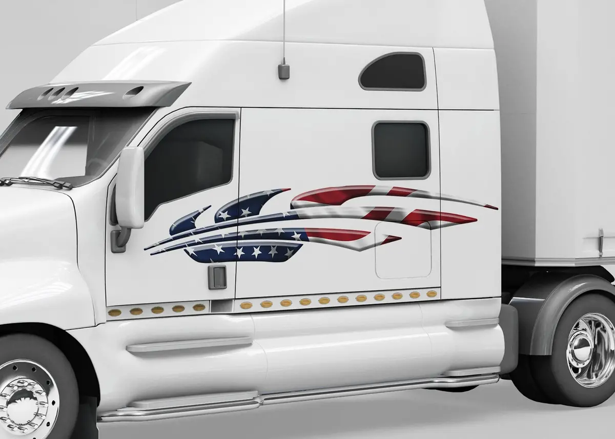 American Flag Comet Arc Vinyl Decals For Cars, Trucks & Semis 1
