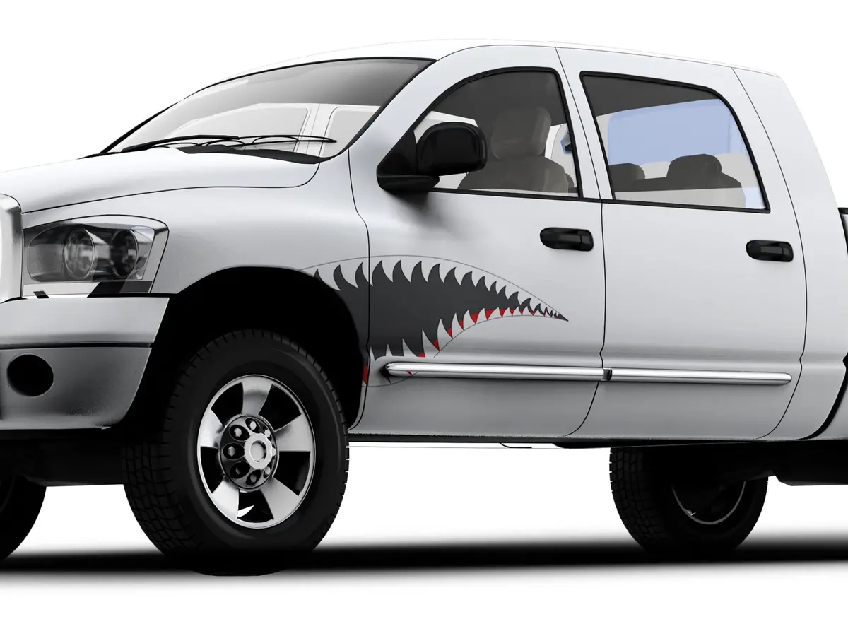 Fighter Jet Shark-Teeth Vinyl Decal For Cars & Trucks 1