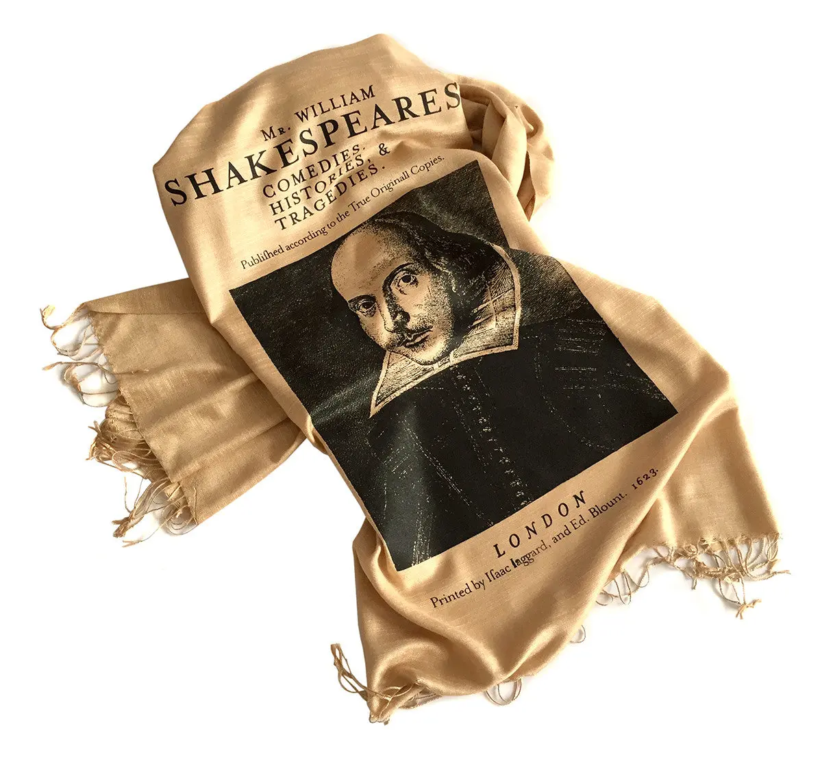 Shakespeare Scarf. First Folio Linen-Weave Pashmina 1