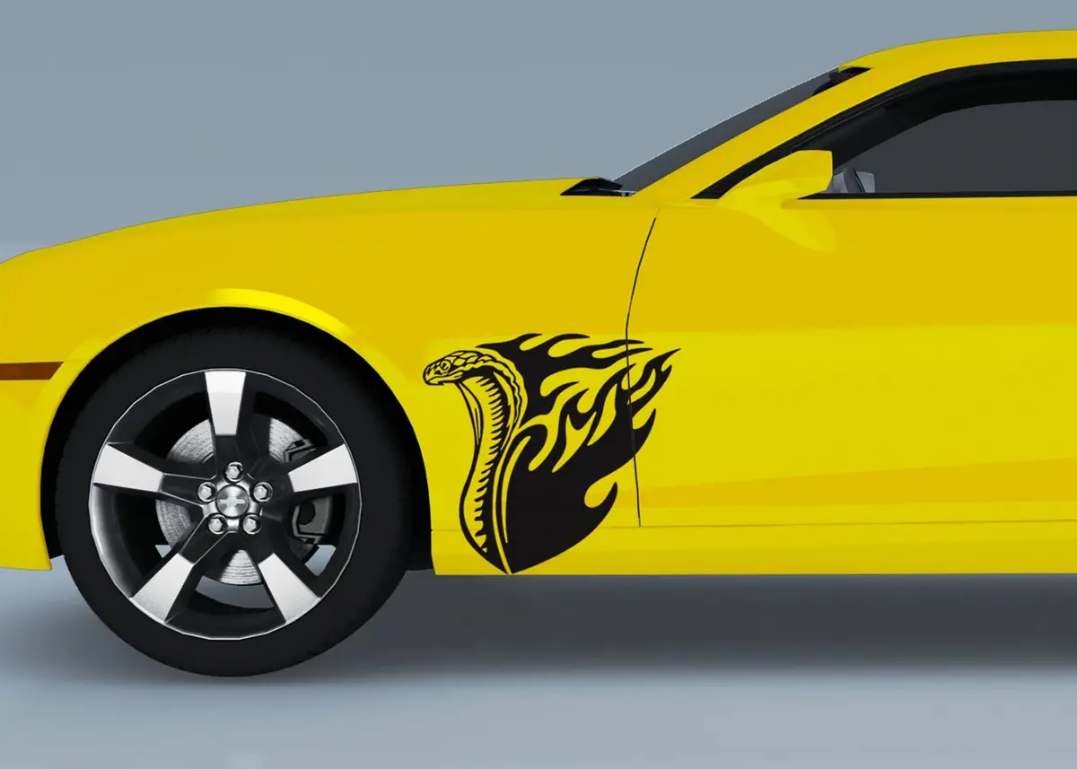 Cobra Snake Flames Vinyl Decals For Mustang & Sports Cars 1