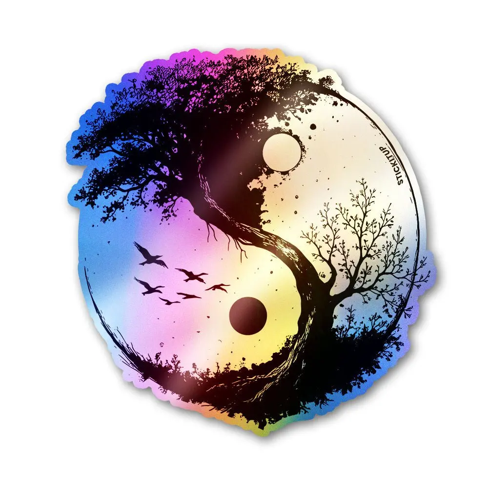 Yin-Yang Wood Holographic Stickers 1