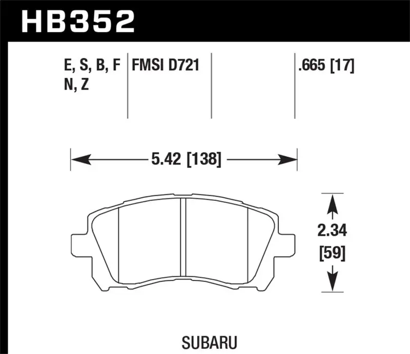 Hawk Performance Ceramic Brake Pads (D721) For Subaru Wrx (2002–2003), Impreza (1998–2001), Legacy 2.5L (1997–2002), Forester 2.5L (1998–2002) 1