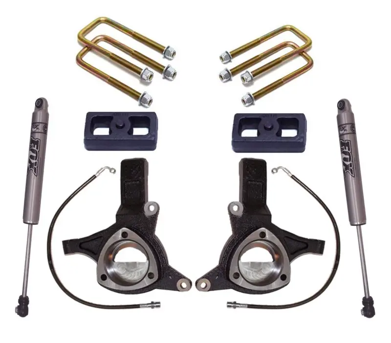 Maxtrac Maxpro Elite Spindle Lift Kit — 5" Front / 3" Rear With Fox Shocks For 2016–2018 Gm C1500 2Wd W/ Stock Steel Suspension 1