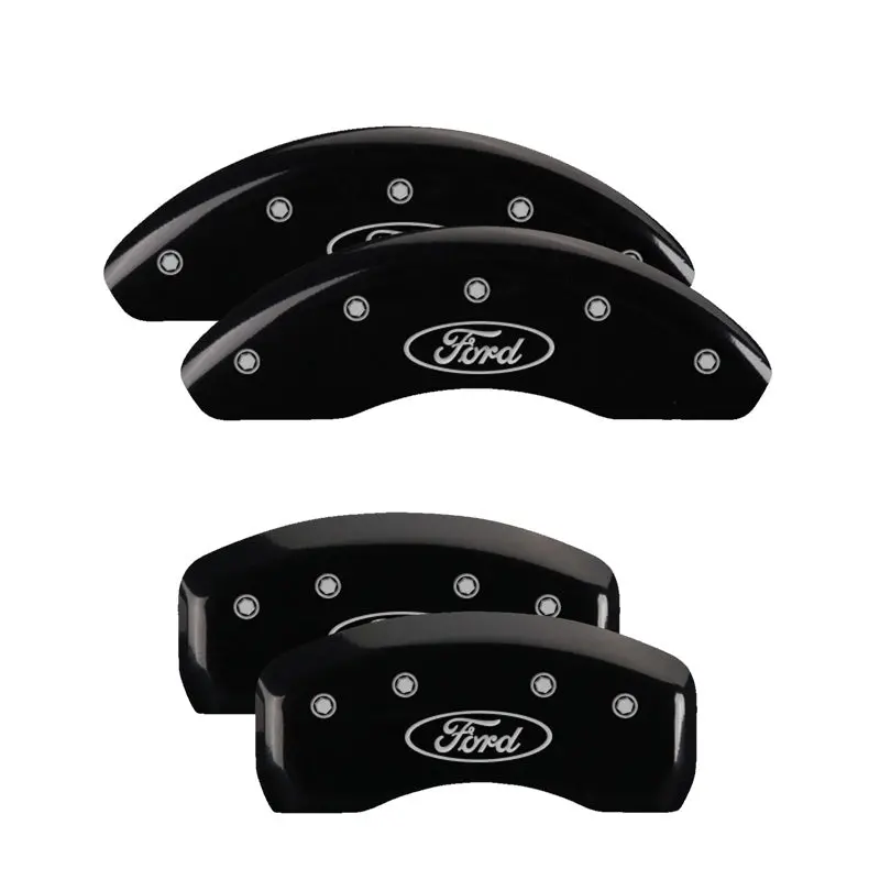 Mgp Engraved 4-Piston Caliper Covers – Front & Rear, Oval Ford Logo, Black Finish With Silver Accent 1