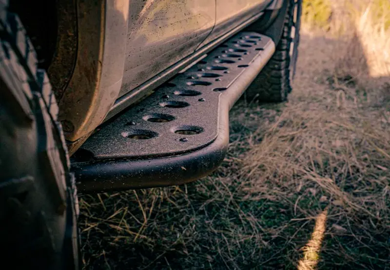 Cali Raised Rock Sliders For 2005–2023 Toyota Tacoma Double Cab Long Bed – Step-Ed Design With Winch-Out & Bed Liner Integration 1