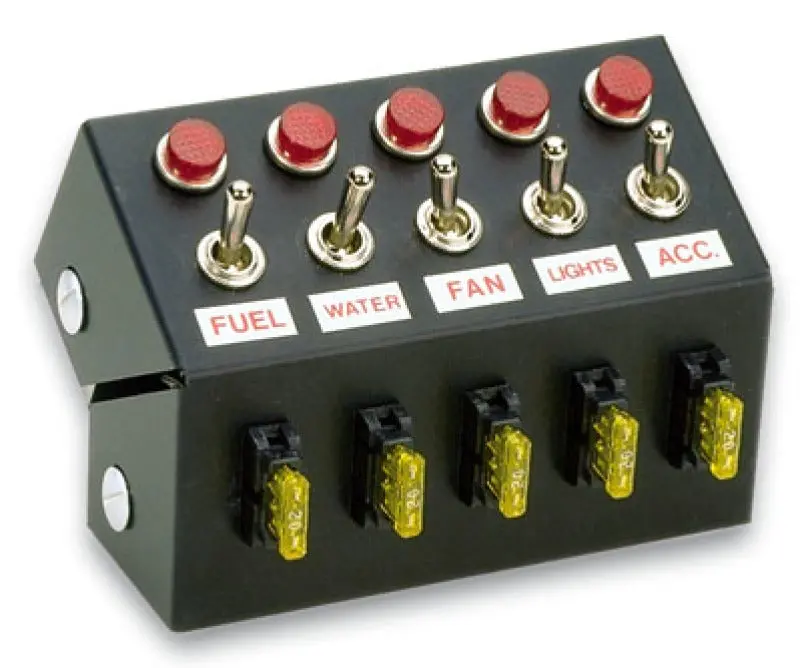 Moroso Cage-Mount Toggle Switch Panel – 5.5-Inch, Five-Pole On/Off Configuration 1