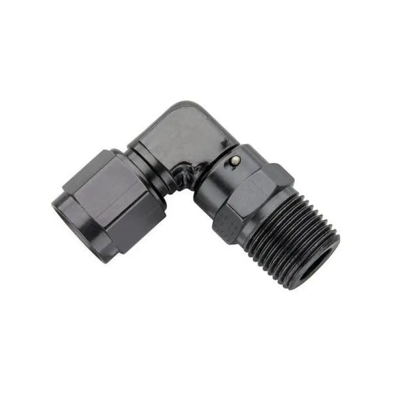 Fragola -6An Female Swivel To 1/8" Npt 90° Adapter — Black Anodized 1
