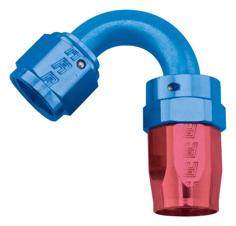 Russell Performance -8 An Full-Flow Swivel Hose End – 120-Degree Red/Blue Anodized Fitting With 3/4-Inch Radius 2