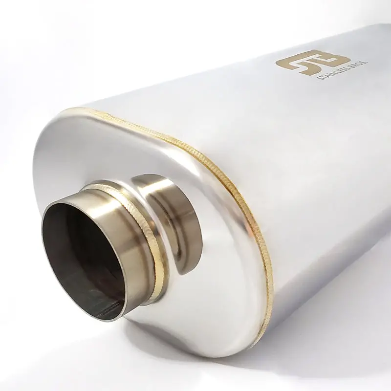 Stainless Bros 3-Inch Diameter × 17-Inch Overall Length Ss304 Muffler – Mirror-Polished Finish 1