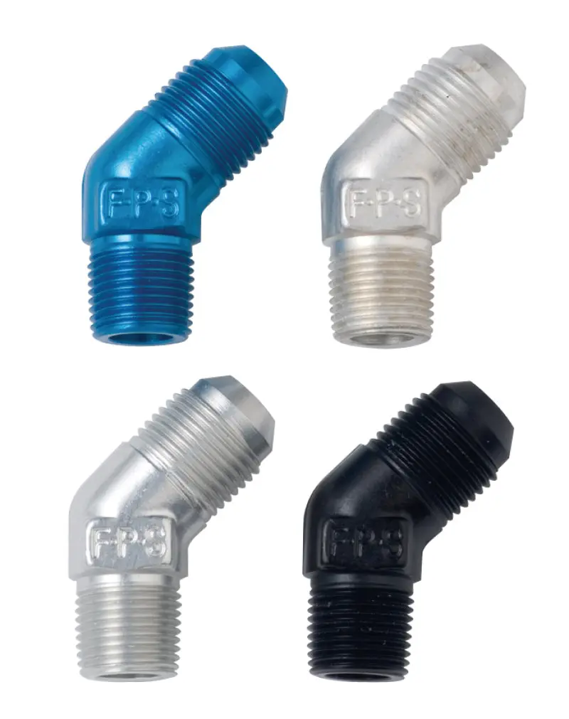 Fragola -6An To 3/8" Npt 45° Black Anodized Adapter Fitting 1